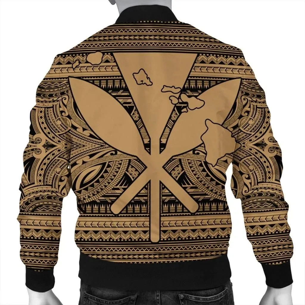 FamilyGaterJacket - Hawaiian Kanaka Polynesian Tribal Bomber Jacket Reggae Color Gold AH - J7R