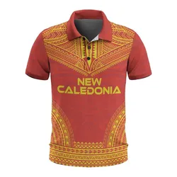 New Caledonia Polo Shirt - New Caledonia Coat Of Arms Polynesian Chief Tattoo Flag Version