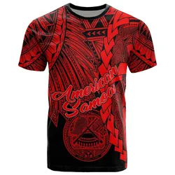American Samoa Polynesian T Shirt - Tribal Wave Tattoo Red