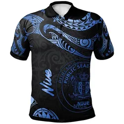Niue Polynesian Polo Shirt - Poly Tattoo Blue Version