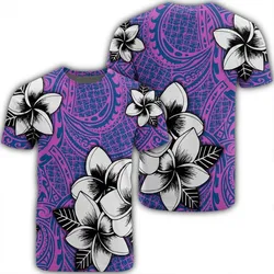Hawaiian Plumeria Tribal Pink Polynesian T-Shirt Blue AH