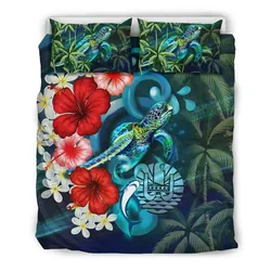 Tahiti Bedding Set - Ocean Turtle Coconut Tree And Hibiscus A24