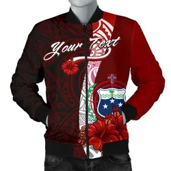 Samoa Polynesian Custom Personalised Mens Bomber Jacket - Coat Of Arm With Hibiscus