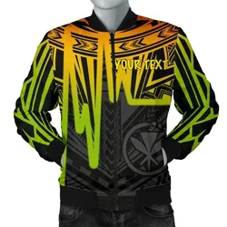Hawaii Personalised Men's Bomber Jacket - Kanaka Maoli With Polynesian Pattern In Heartbeat Style (Reggea) - BN25
