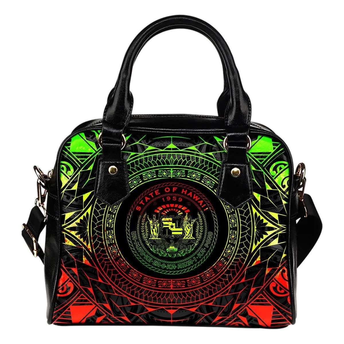 Hawaii Map Polynesian Shoulder Handbag - Reggae Color Version