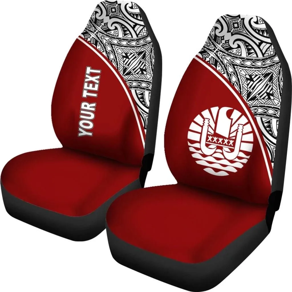 Tahiti Polynesian Custom Personalised Car Seat Covers - Red Curve - BN12