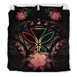 Kanaka Maoli Flamingo Hibiscus Rising Bedding Set A02