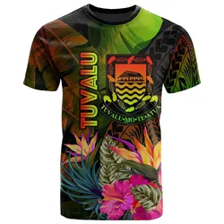 Tuvalu Polynesian T-Shirts -Hibiscus and Banana Leaves