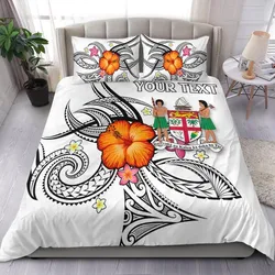 (Custom Personalised) Fiji Bedding Set - Hibiscus With Tribal White LT12