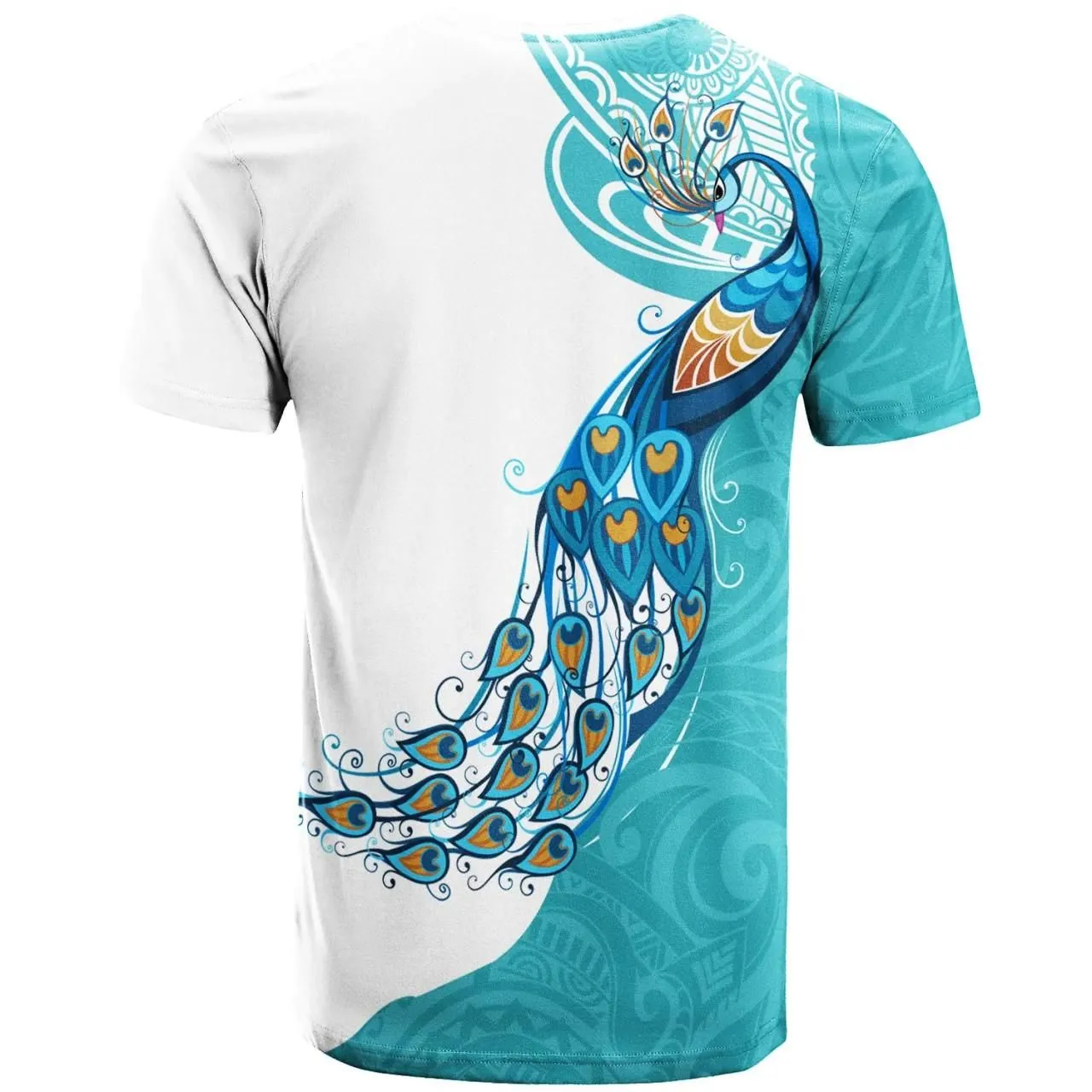 Polynesian T-Shirt - Tropical Peacock Pattern
