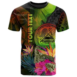 American Samoa Polynesian Personalised T-Shirt -Hibiscus and Banana Leaves