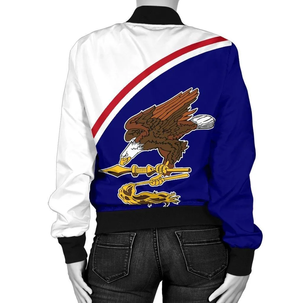 American Samoa Womens Bomber Jacket - Polynesian Curve Version