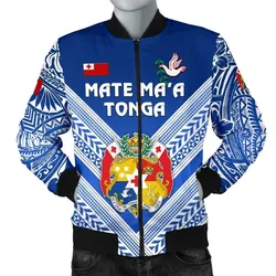 Mate Maa Tonga Rugby Mens Bomber Jacket Polynesian Creative Style - Blue