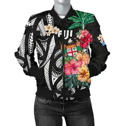 FamilyGater Jacket - Bomber Jacket Fiji Coat Of Arms Polynesian With Hibiscus-2 TH5
