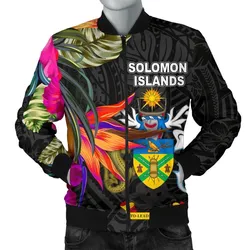 Solomon Islands Mens Bomber Jacket - Polynesian Hibiscus Pattern