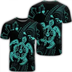 Alohawaii Tee - Hawaiian Map Kanaka Hibiscus Turtle Turquoise Polynesian T-shirt AH - J4R