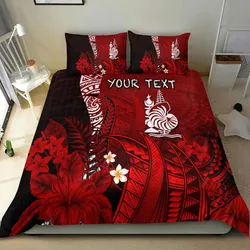 (Custom Personalised) New Caledonia Bedding Set Nautilus Red Polynesian Hibiscus LT13