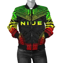 Niue Polynesian Chief Women'S Bomber Jacket - Reggae Version - Bn10