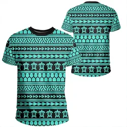 Alohawaii Tee - Polynesian Tattoo Tribal Turquoise T-Shirt - AH - JR