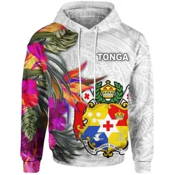 Tonga Hoodie Hibiscus Polynesian White pattern
