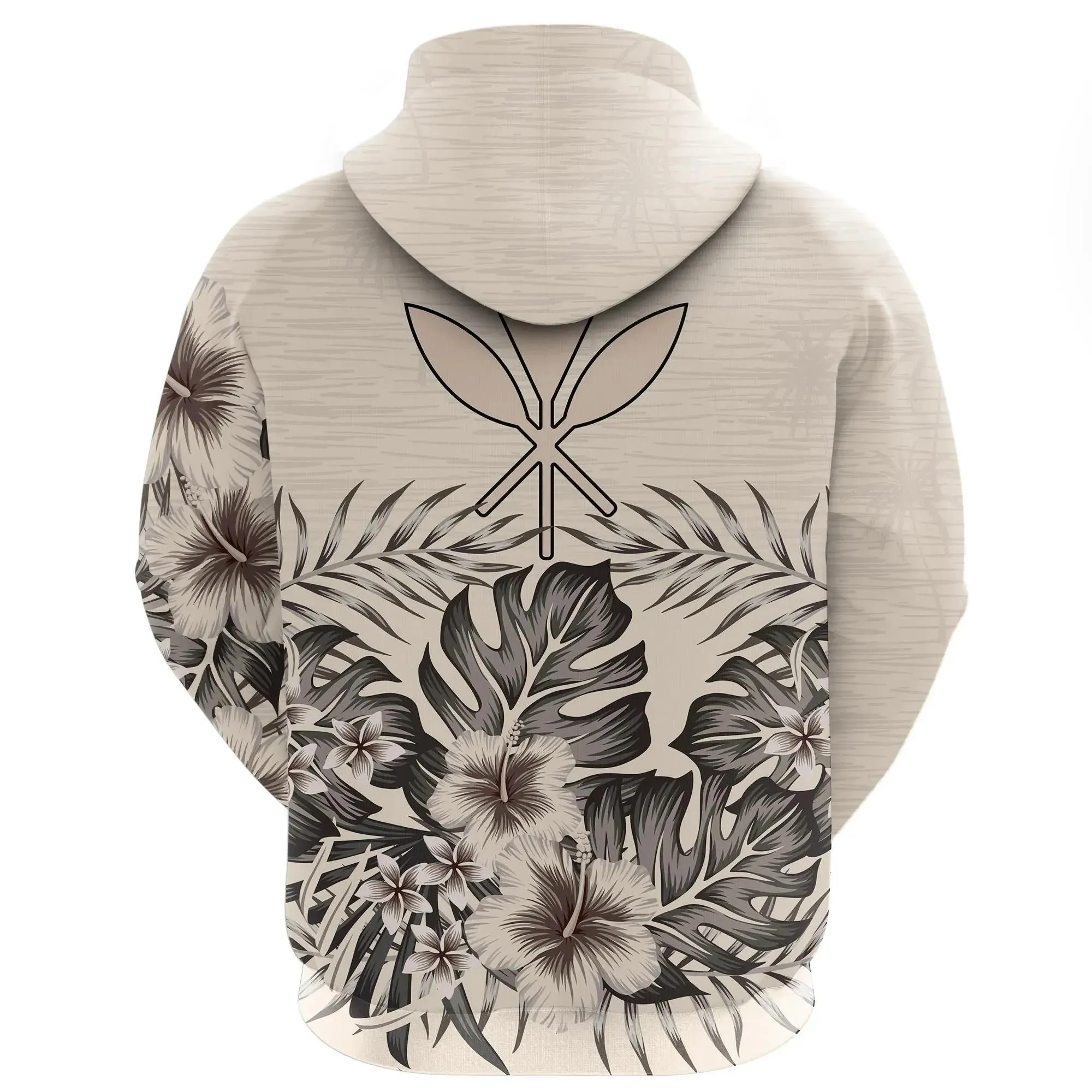 (Hawaiian) Kanaka Maoli Hoodie The Beige Hibiscus A7