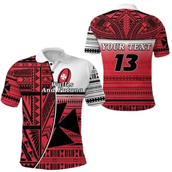 (Custom Personalised) Wallis and Futuna Rugby Polo Shirt Polynesian Clever Red - Custom Text and Number