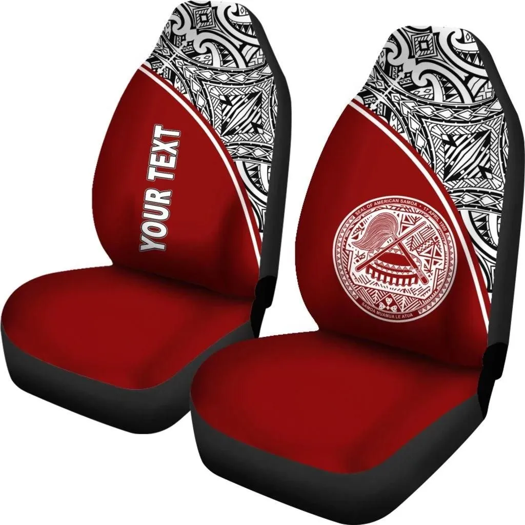 American Samoa Polynesian Custom Personalised Car Seat Covers - Red Curve - BN12