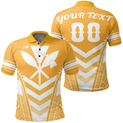 Alohawaii Shirt - Hawaii Kanaka Map Football Jersey Polynesian Polo Shirt - Yellow & White - Maris Style - AH - J3