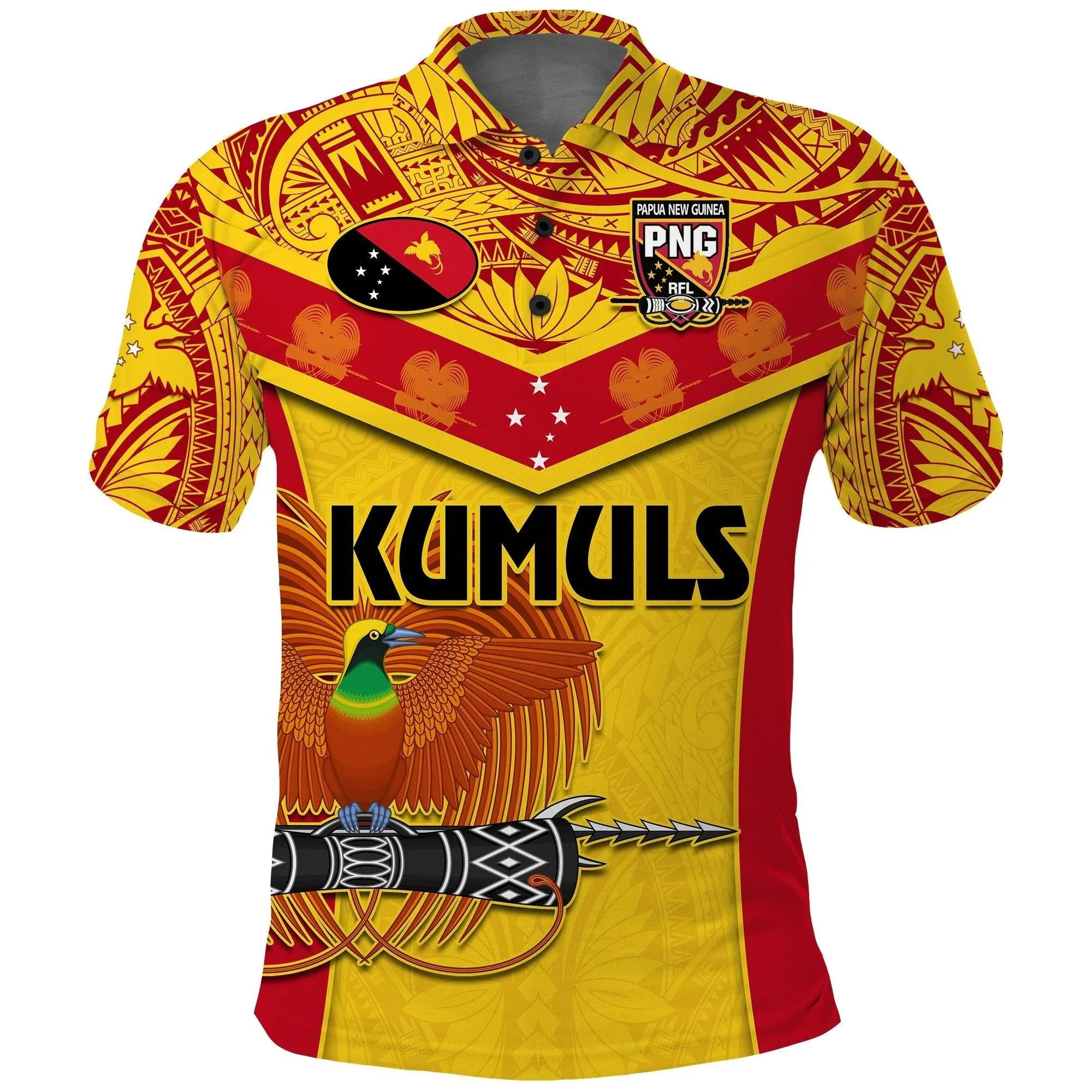 Custom Text And Number Papua New Guinea Rugby Polo Shirt PNG Kumuls Bird Of Paradise Yellow LT14