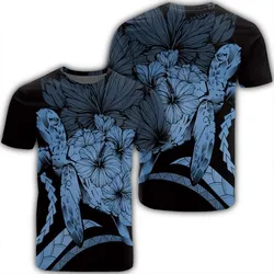 Hawaiian - Hawaii Turtle Hibiscus Polynesian Vintage T-Shirt - Pastel Blue - AH