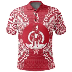 Vanuatu Polo Shirt - Vanuatu Coat Of Arms Map Polynesian Tattoo Red White