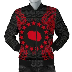 Cook Islands Polynesian Mens Bomber Jacket Map Red