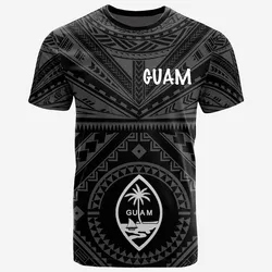 Guam T shirt - Guam Seal With Polynesian Tattoo Style (Black)