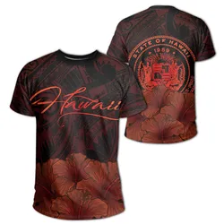 Hawaii Hibiscus Coat Of Arm Polynesian T-Shirt - Orange