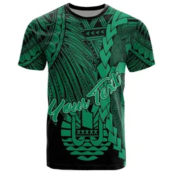 Tahiti Polynesian Custom Personalised T shirt - Tribal Wave Tattoo Green
