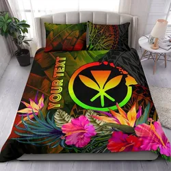 FamilyGater Bedding Set - Cover and Pillow Cases Polynesian Hawaii Kanaka Maoli Polynesian Personalised -  Hibiscus and Banana Leaves - BN15