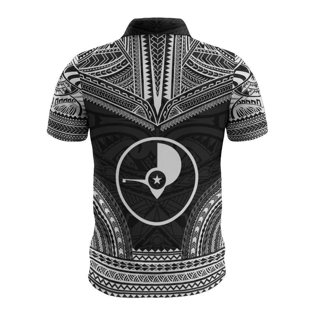 Yap Polo Shirt - Yap Flag Polynesian Chief Tattoo Black Version