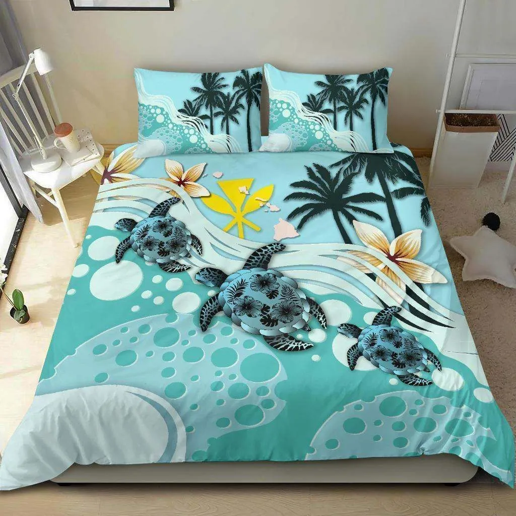 Kanaka Maoli Hawaiian Sea Turtle Hibiscus Bedding Set Bedroom Decor