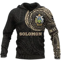 Solomon Islands Hoodie - Coat Of Arms Polynesian Tattoo Style