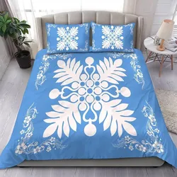 Alohawaii Home Set - Hawaiian Quilt Maui Plant And Hibiscus Pattern Bedding Set - White Pastel - AH J8