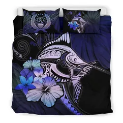 Pohnpei Purple Blue Marlin And Hibiscus Bedding Set Bedroom Decor