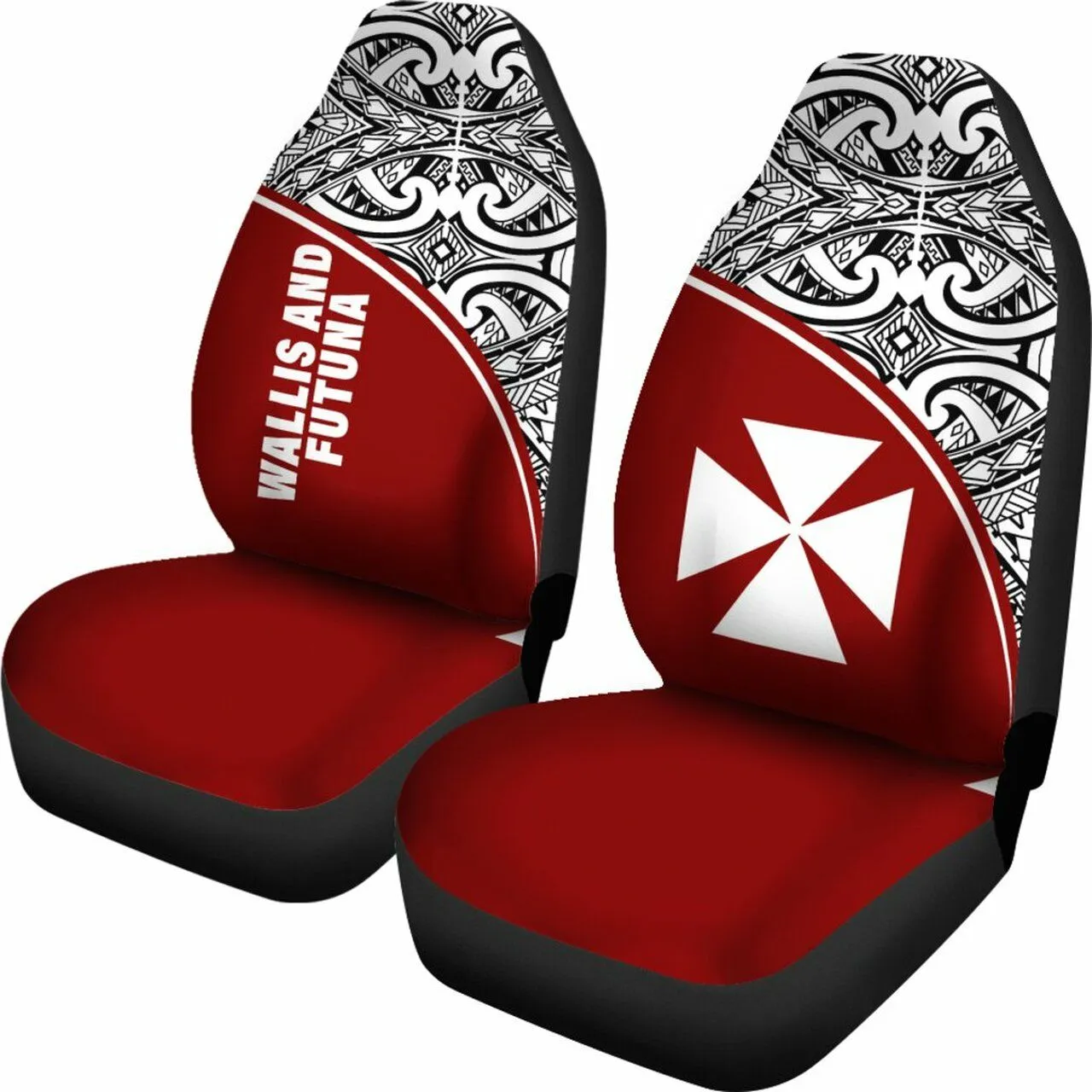 Wallis And Futuna Polynesian Car Seat Covers - Red Curve - Bn11