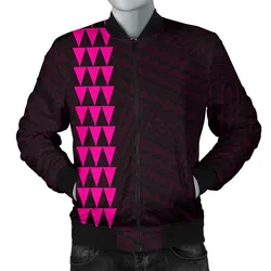 FamilyGater Jacket - Hawaii Kakau Polynesian Three Turtles Map Men's Bomber Jacket - Pink - AH - J6