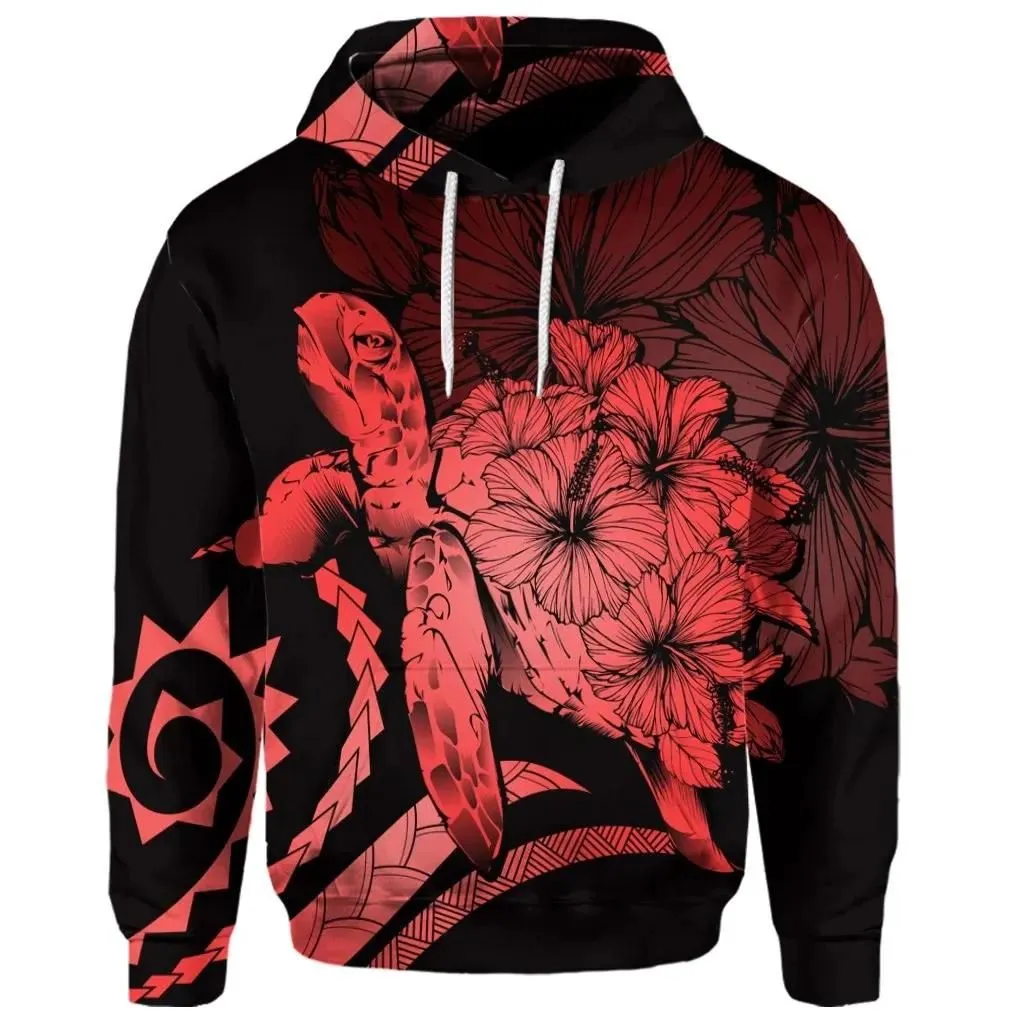 Alohawaii Hoodie - (Personalised) Hawaiian - Hawaii Turtle Hibiscus Polynesian Vintage Hoodie - Red - AH - J4R