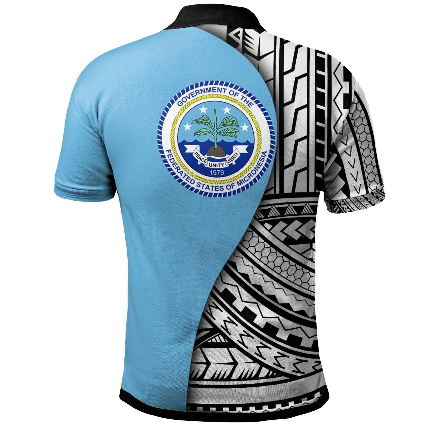 Federated States of Micronesia Custom Personalised Polo Shirt - Coat Of Arm and Polynesian Patterns