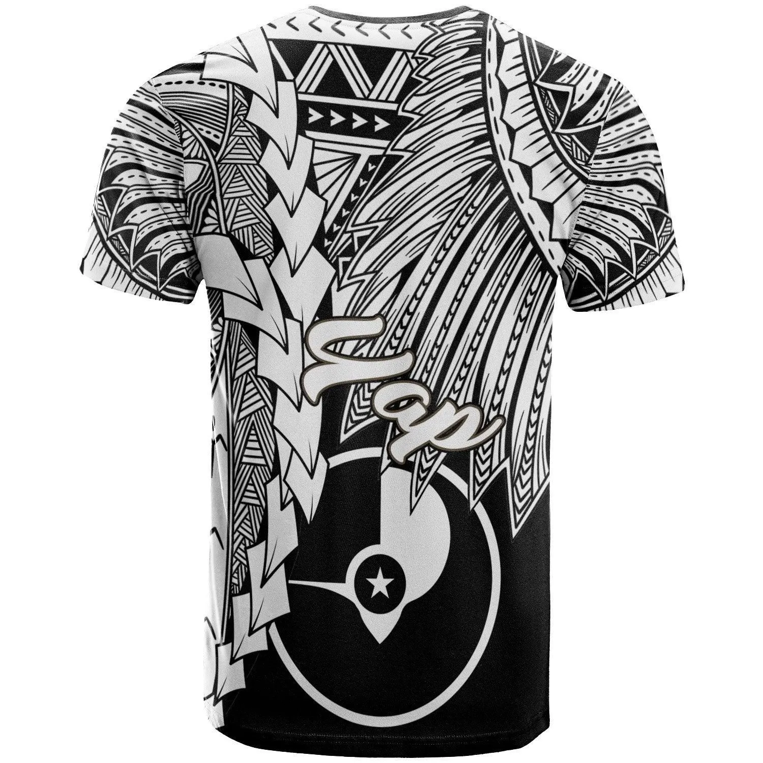 Yap Micronesia Custom Personalised T-Shirt - Tribal Wave Tattoo White