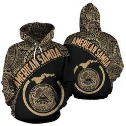 American Samoa Hoodie - American Seal Map Polynesian Tattoo