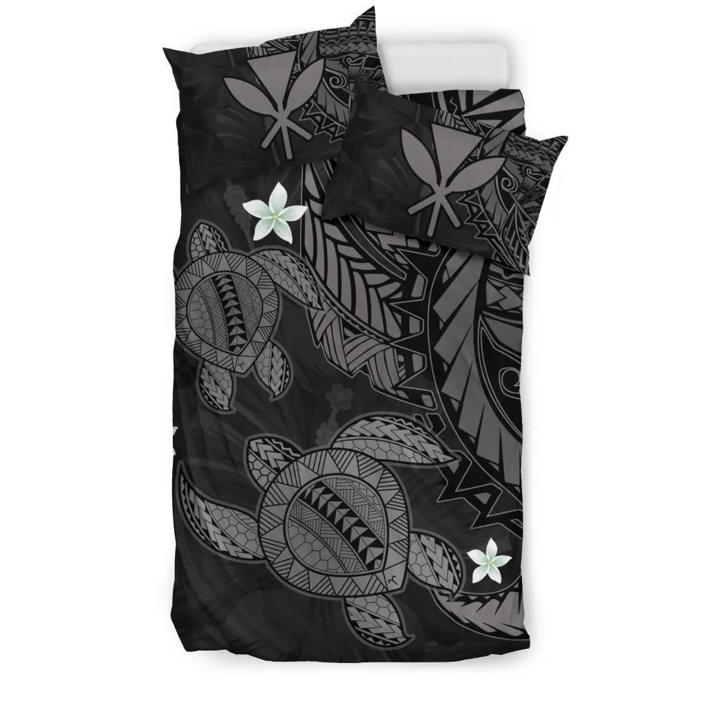 Hawaiian Bedding Set - Hawaii Polynesian Turtle Hibiscus Bedding Set - Gray