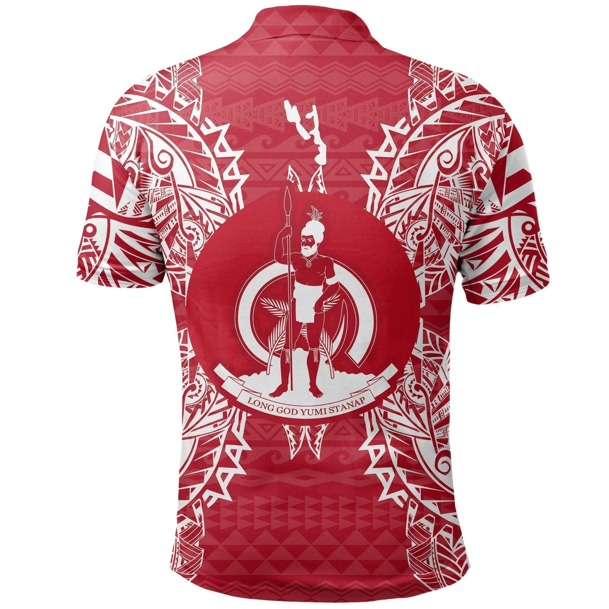 Vanuatu Polo Shirt - Vanuatu Coat Of Arms Map Polynesian Tattoo Red White