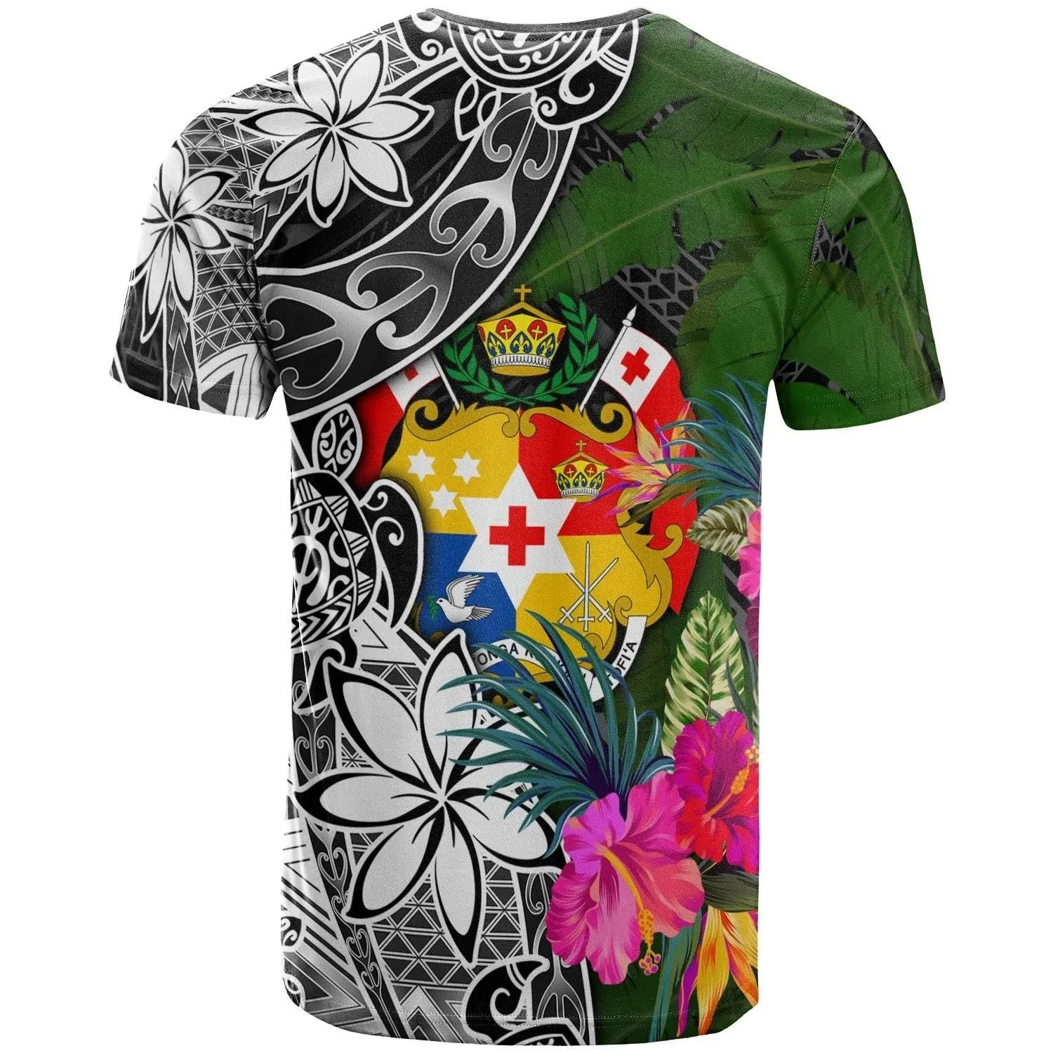 Tonga T-Shirt - Turtle Plumeria Banana Leaf - BN11